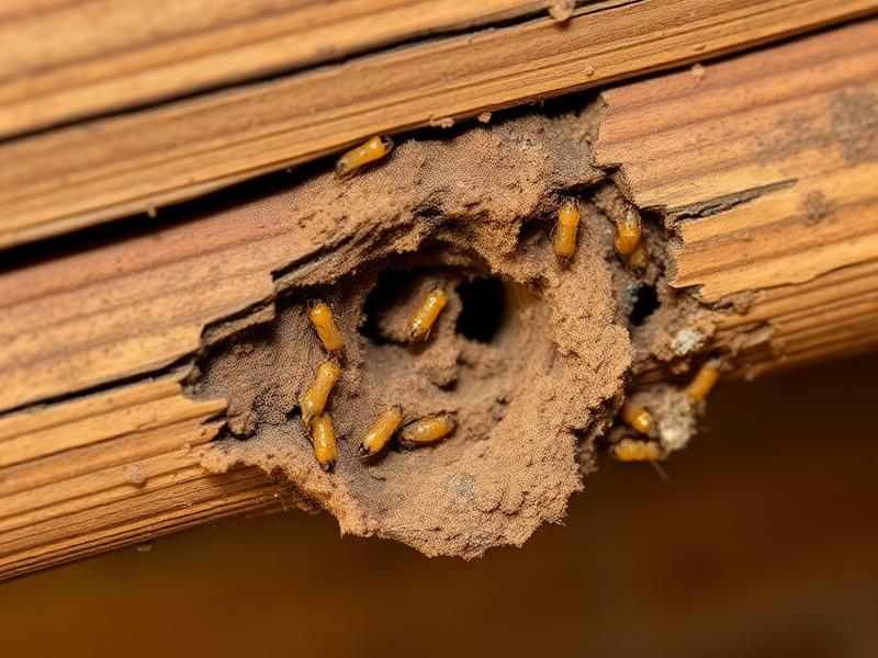 Termite damage on wood